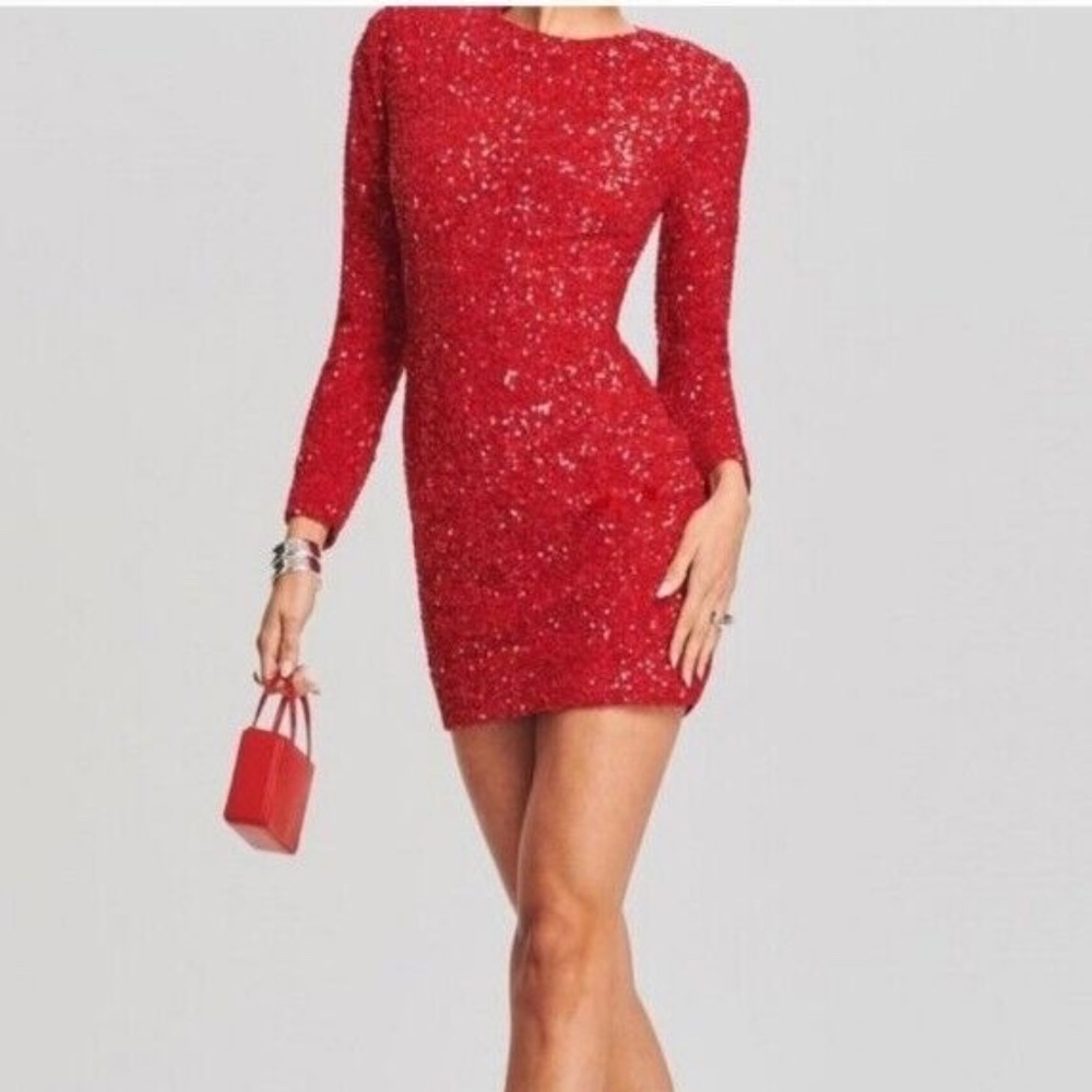 Red Sequin Mini Dress | Medium